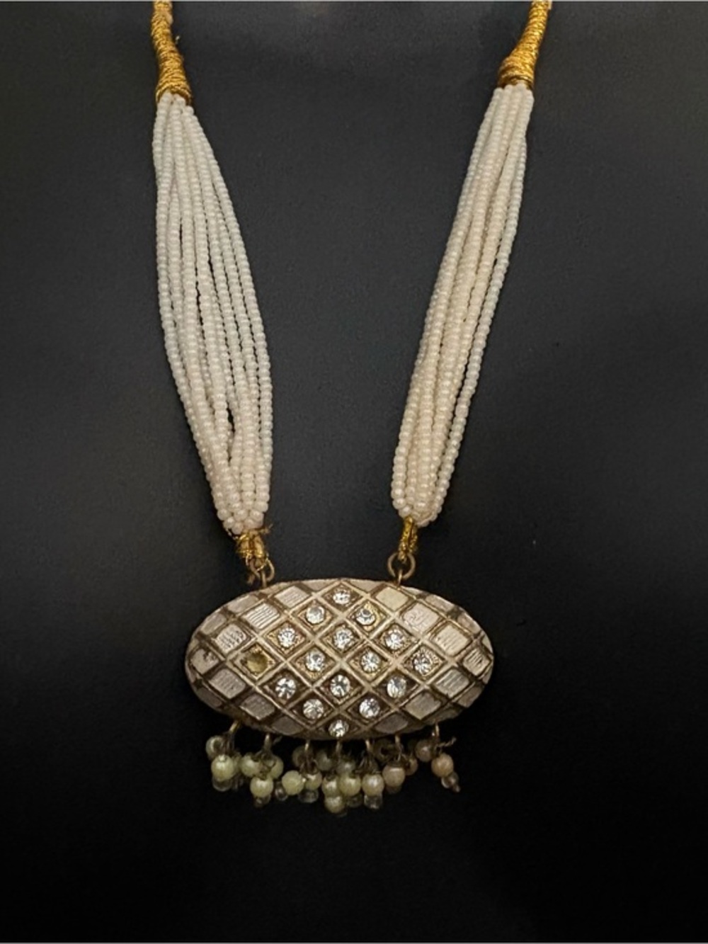 ✨ STUNNING HYDERABADI JADAU PEARL PENDANT MALA / RANI HAAR ✨